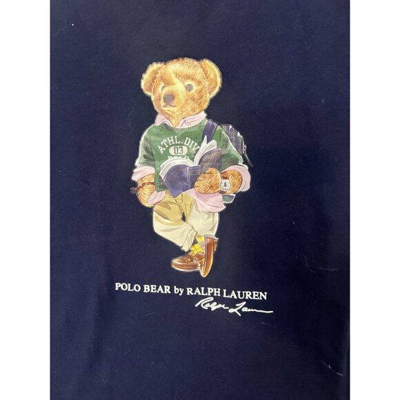Ralph Lauren Polo Bear US History T Shirt Mens  Logo Vintage 90s Blue Flaw Read - Picture 1 of 6